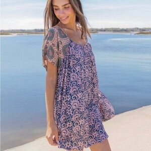 NATURAL LIFE Pink & Navy Mixed-Print Beach Coverup
